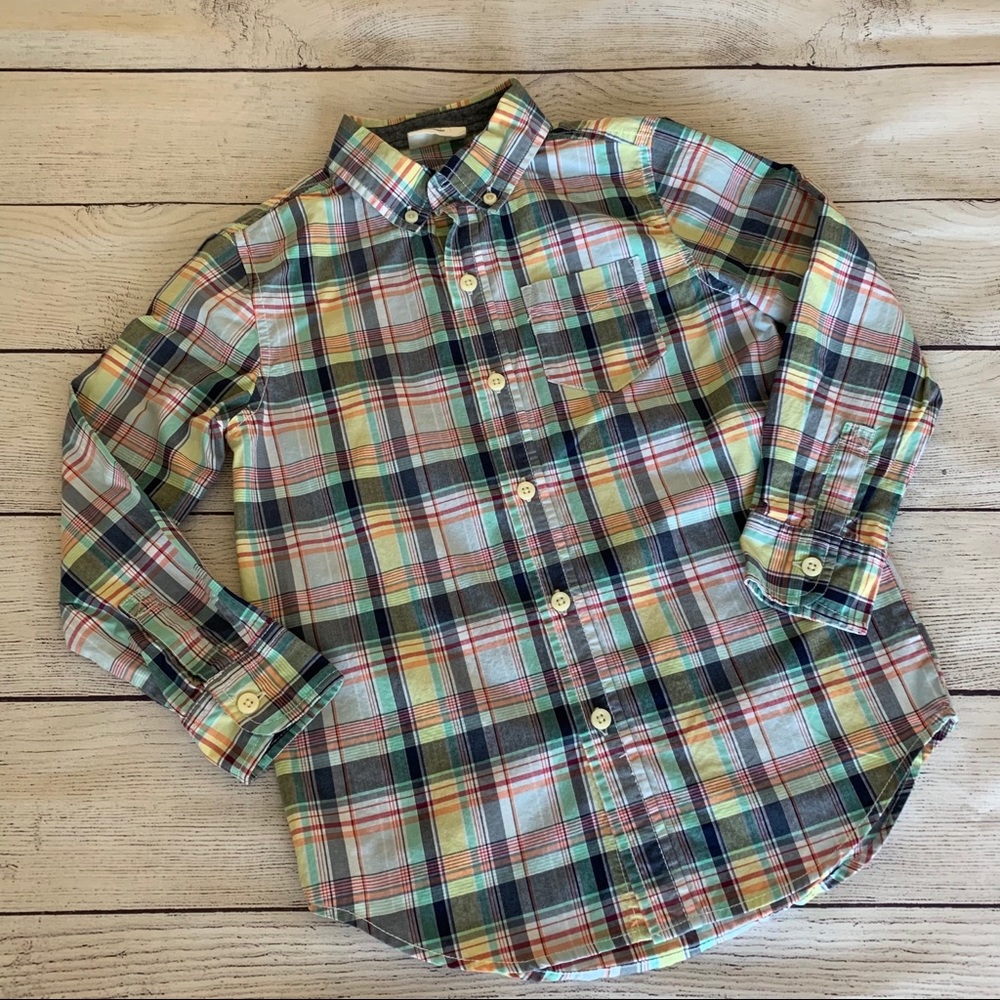 Crazy 8 Boys Plaid Button Down Shirt Size 5/6